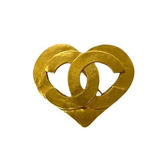 CHANEL Gold Logo Brooch